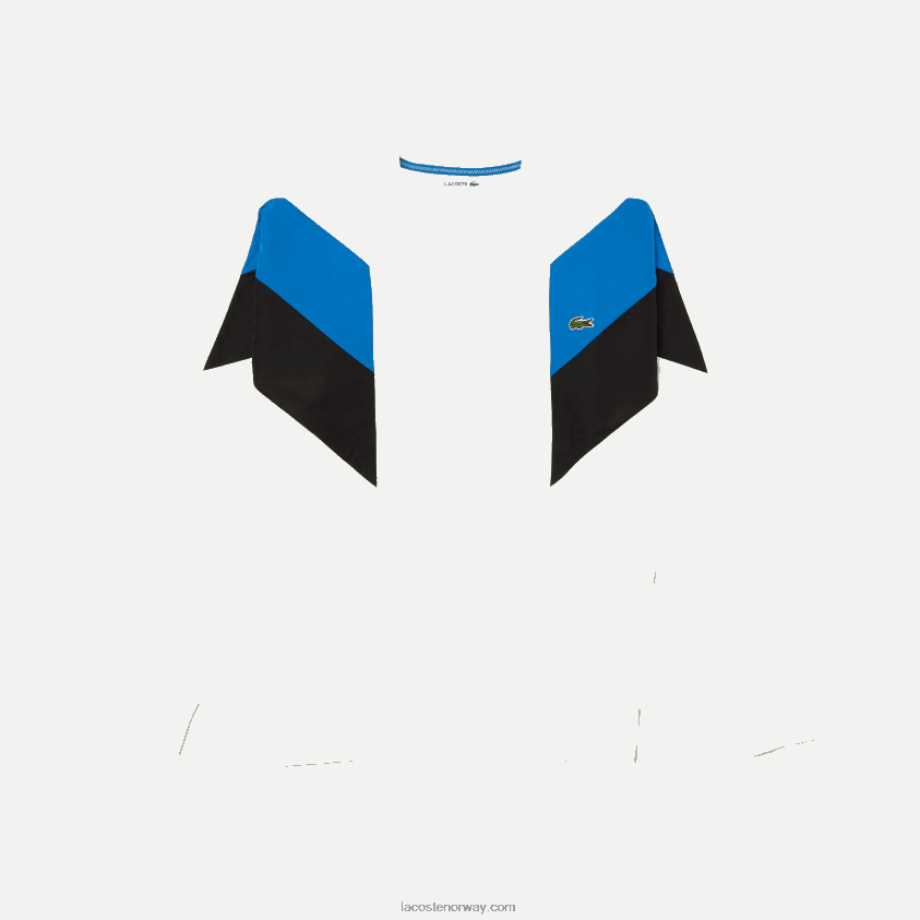 Lacoste colourblock design bomull fleece sweatshirt med rund hals 4J4X0T1127 hvit blå svart wza menn