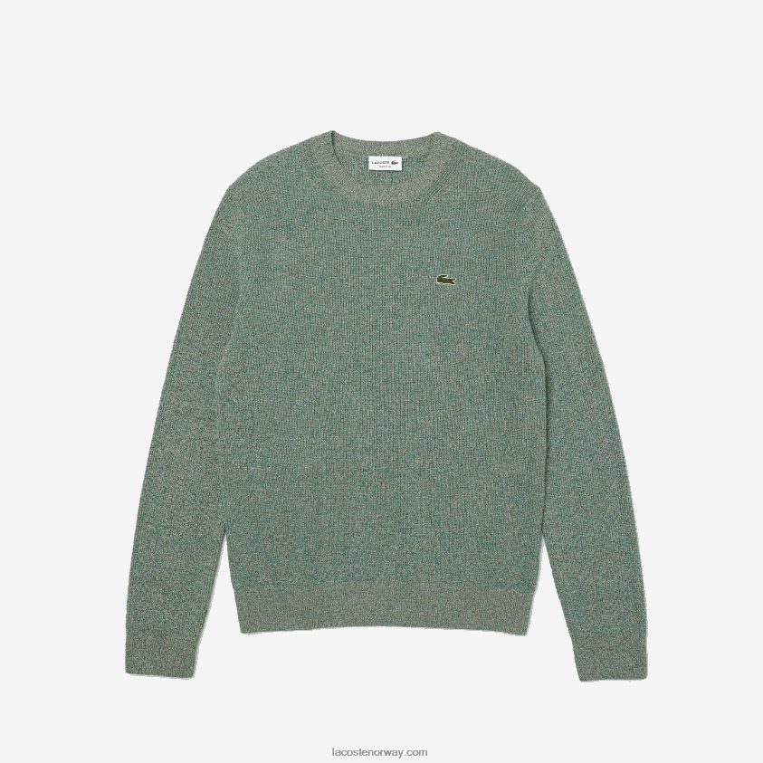 Lacoste crew neck lyng strikket genser 4J4X0T1621 hvit grønn beige ayq menn