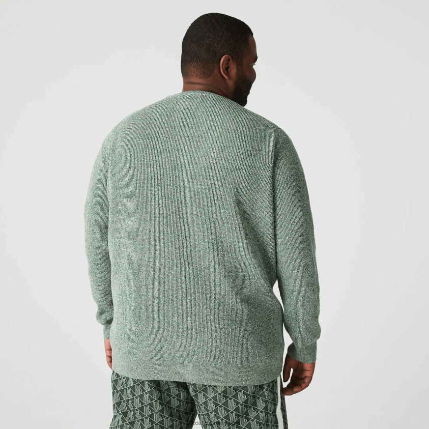 Lacoste crew neck lyng strikket genser 4J4X0T1621 hvit grønn beige ayq menn