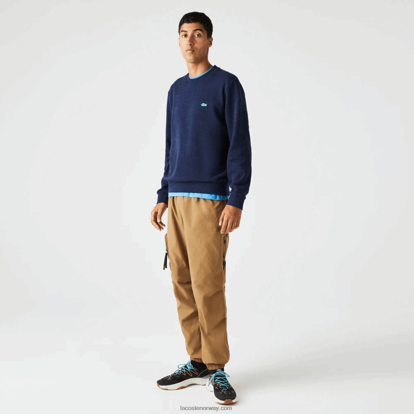 Lacoste fleecegenser med fleece i klassisk passform 4J4X0T965 marineblå 7cg menn