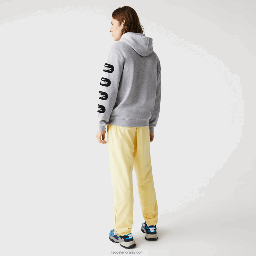 Lacoste fleecegenser med hettetrykk 4J4X0T1200 grå cca menn