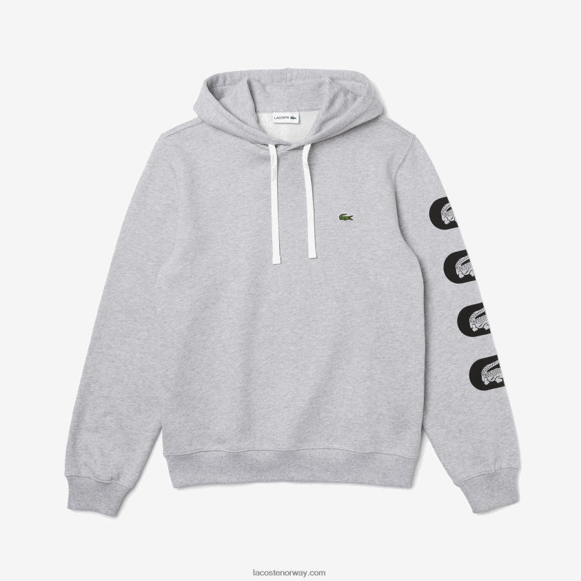 Lacoste fleecegenser med hettetrykk 4J4X0T1200 grå cca menn