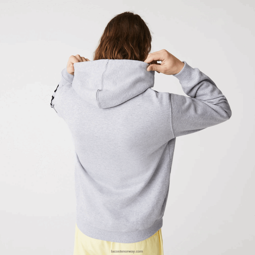 Lacoste fleecegenser med hettetrykk 4J4X0T1200 grå cca menn