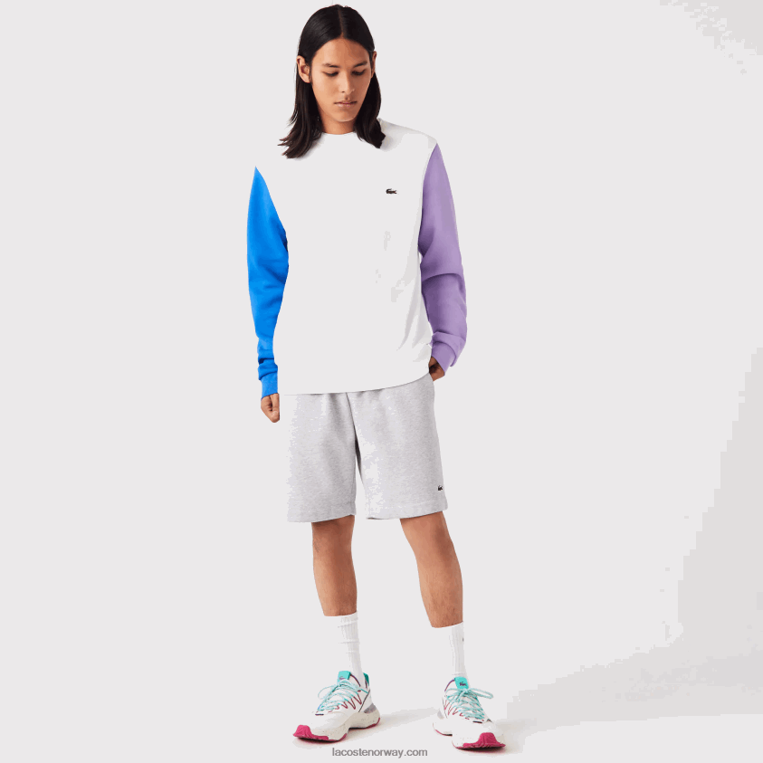 Lacoste genser i børstet fleece 4J4X0T1098 hvit blå lilla 89s menn