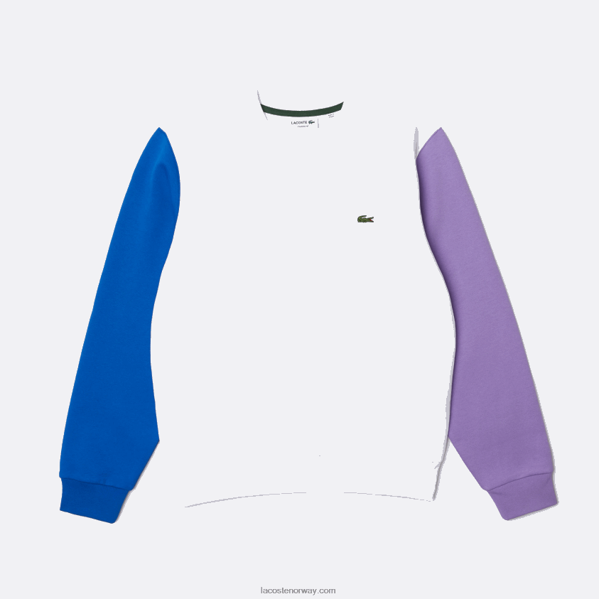 Lacoste genser i børstet fleece 4J4X0T1098 hvit blå lilla 89s menn