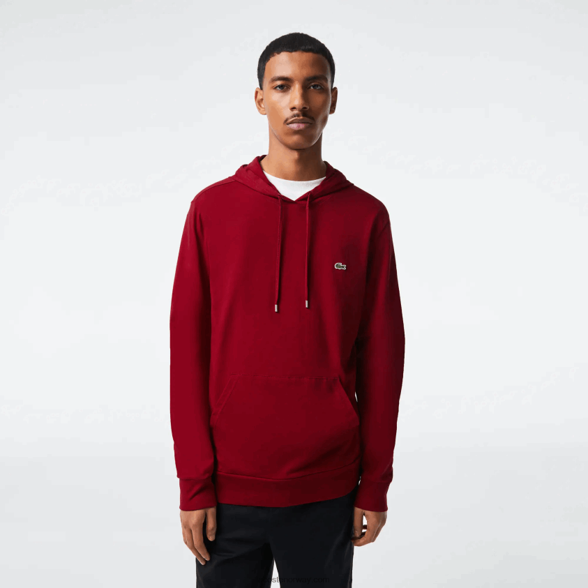 Lacoste genser i bomullsjersey med hette 4J4X0T622 bordeaux 476 menn