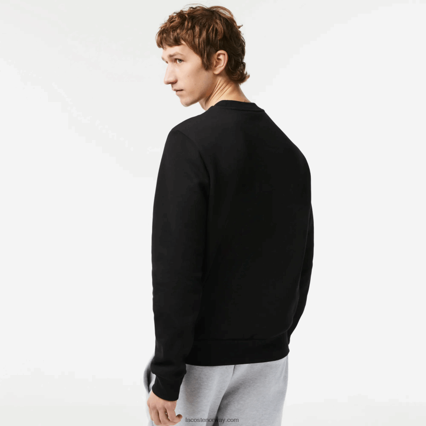 Lacoste genser i økologisk børstet bomull 4J4X0T273 svart 031 menn