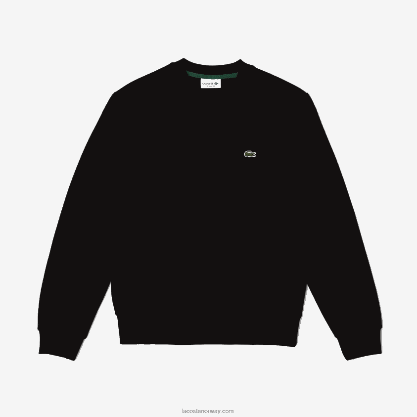 Lacoste genser i økologisk børstet bomull 4J4X0T273 svart 031 menn