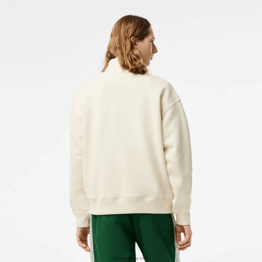 Lacoste genser i økologisk bomull med glidelås i løs passform 4J4X0T282 hvit xfj menn