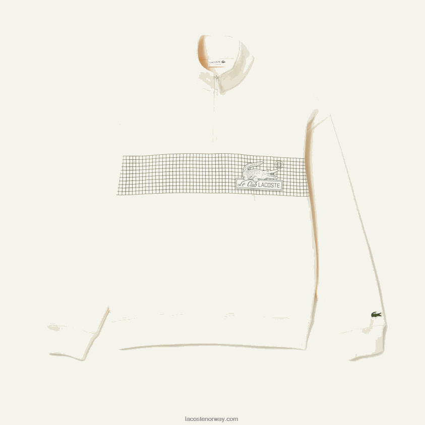 Lacoste genser i økologisk bomull med glidelås i løs passform 4J4X0T282 hvit xfj menn