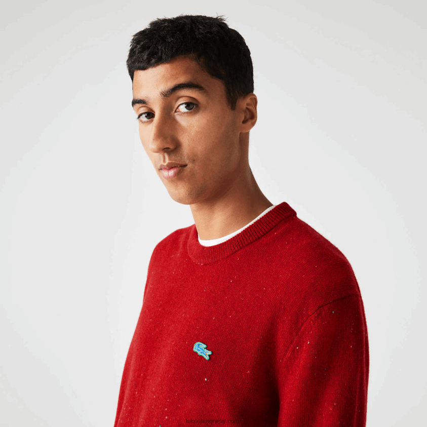 Lacoste genser i ulljersey med flekkete trykk i normal passform 4J4X0T1509 rød 7cq menn