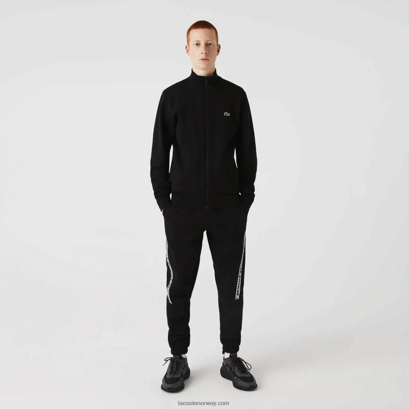 Lacoste genser med børstet fleece med glidelås i normal passform 4J4X0T1269 svart 031 menn