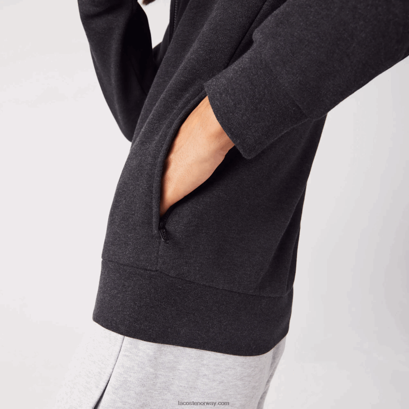 Lacoste genser med børstet fleece med glidelås i normal passform 4J4X0T1271 grå el6 menn