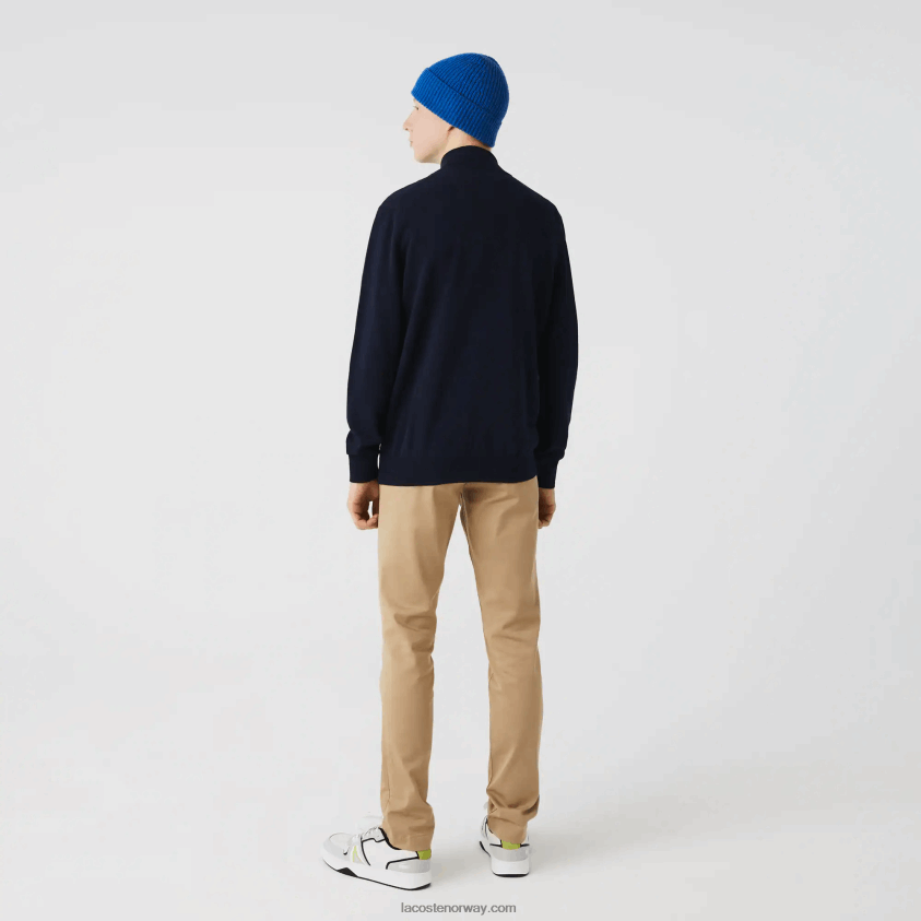 Lacoste genser med glidelås i økologisk bomull med ståkrage 4J4X0T461 marineblå 166 menn