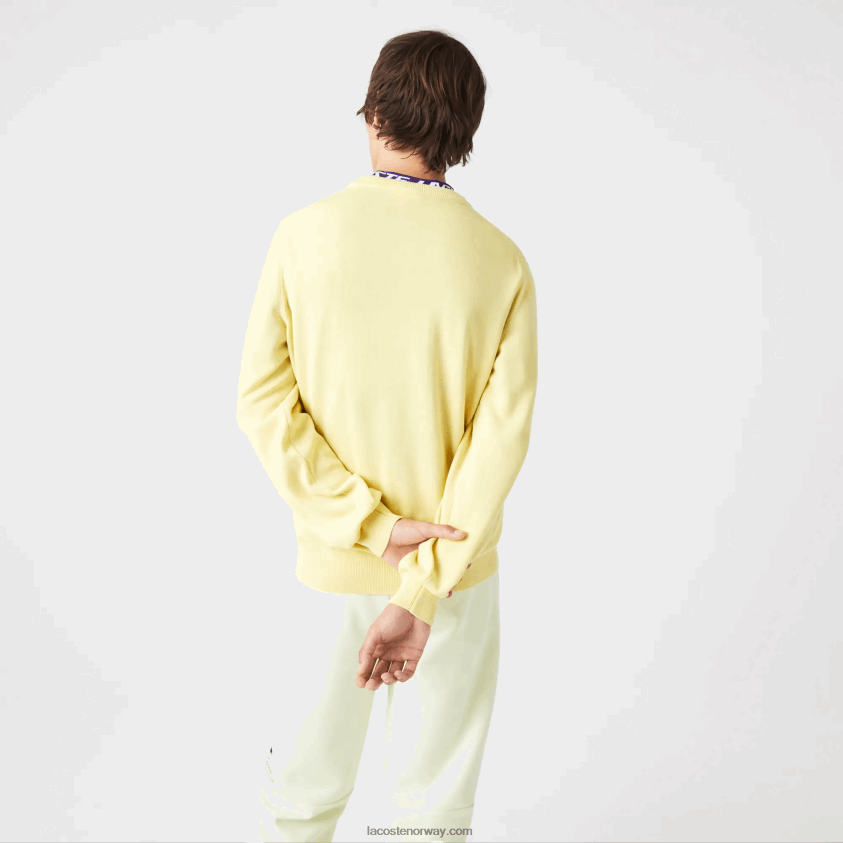 Lacoste genser med rund hals i økologisk bomull 4J4X0T1617 gul 107 menn