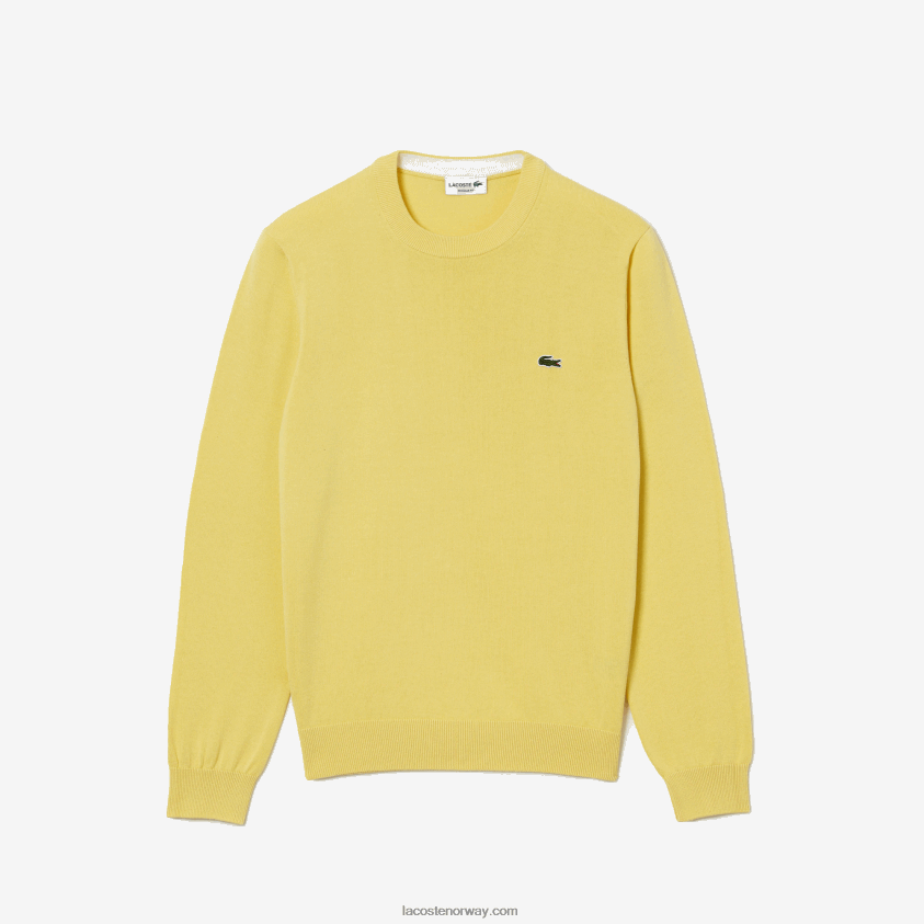 Lacoste genser med rund hals i økologisk bomull 4J4X0T1617 gul 107 menn