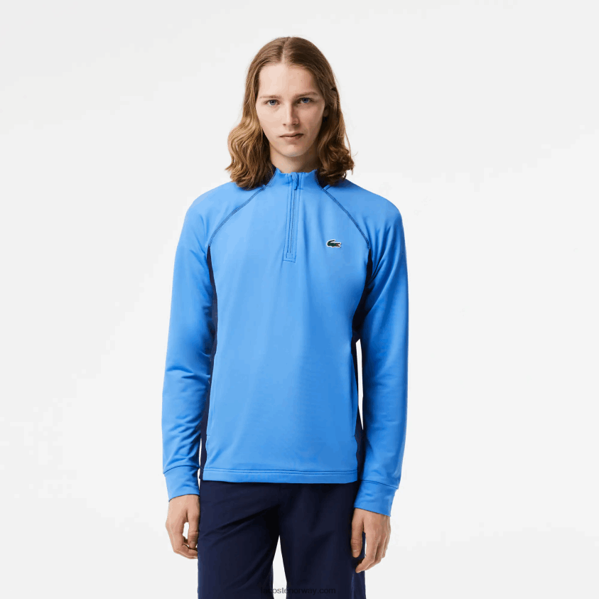 Lacoste golfgenser med innfelt rund hals 4J4X0T314 marineblå yd2 menn