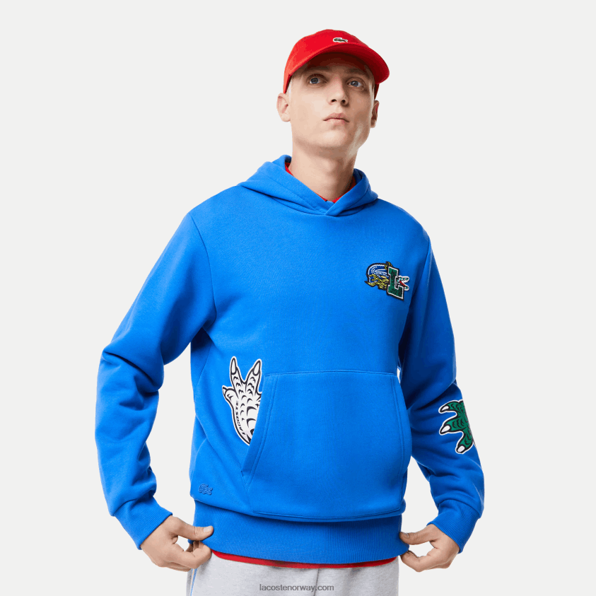 Lacoste hettegenser med komisk effekttrykk 4J4X0T1134 blå k1q menn