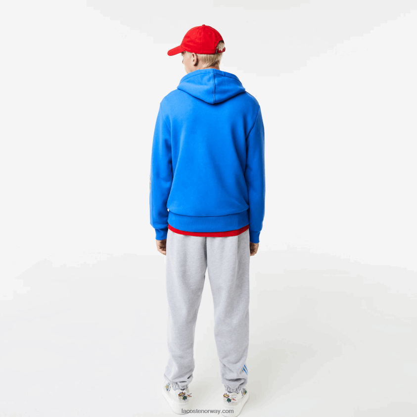 Lacoste hettegenser med komisk effekttrykk 4J4X0T1134 blå k1q menn