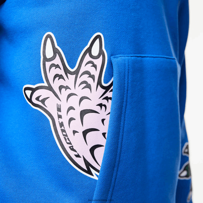 Lacoste hettegenser med komisk effekttrykk 4J4X0T1134 blå k1q menn