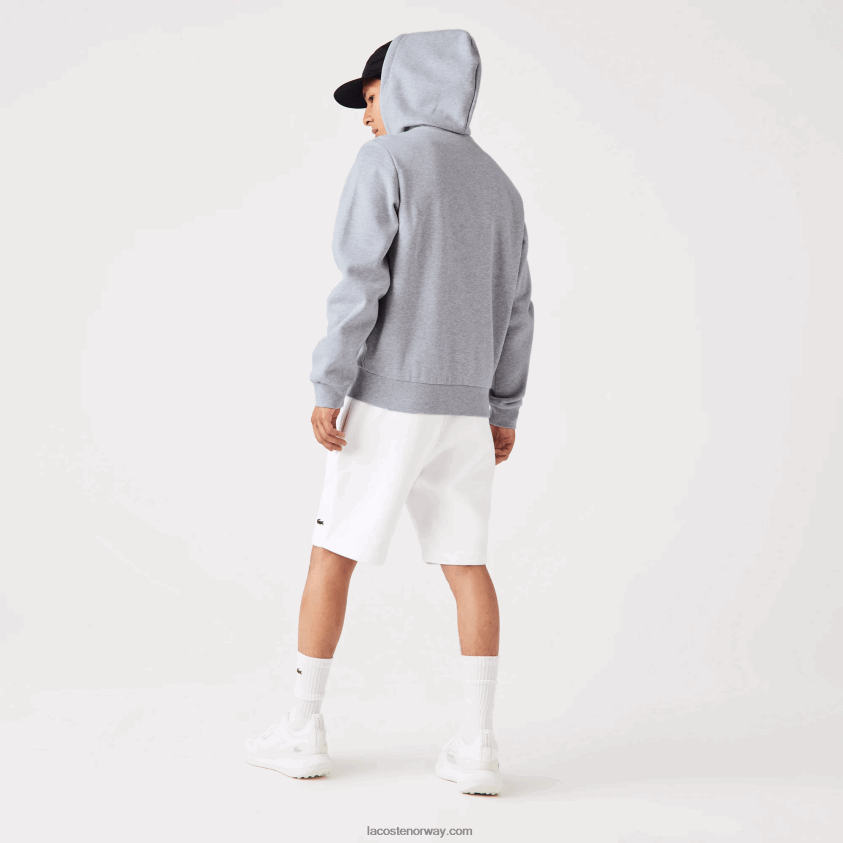 Lacoste kengurulomme fleecegenser med glidelås 4J4X0T1039 grå kine cca menn