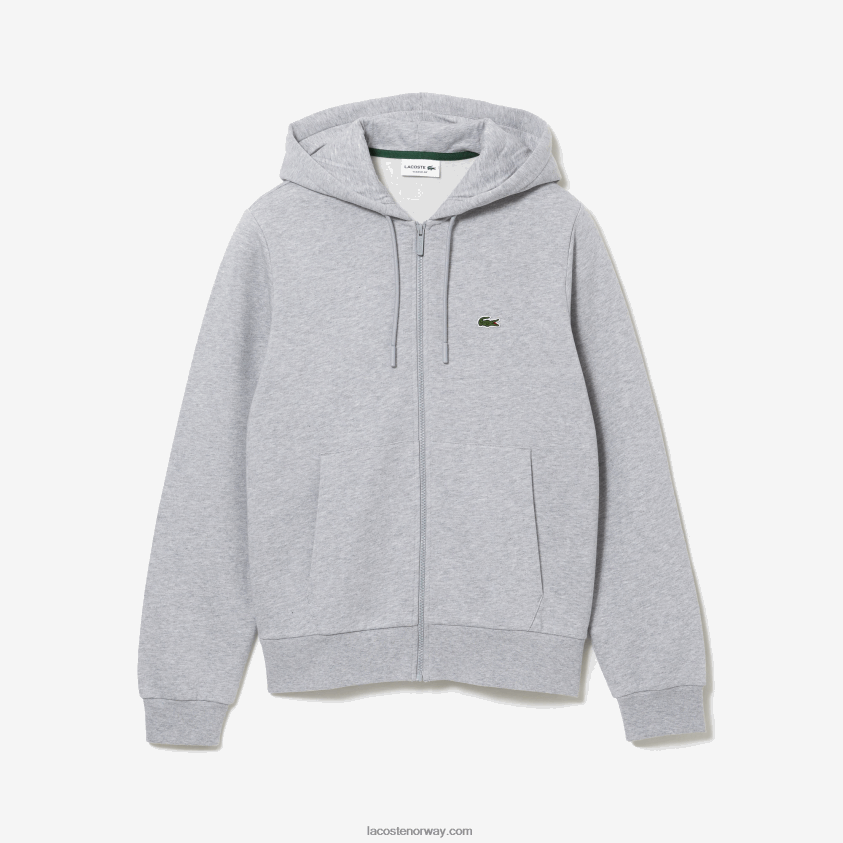 Lacoste kengurulomme fleecegenser med glidelås 4J4X0T1039 grå kine cca menn