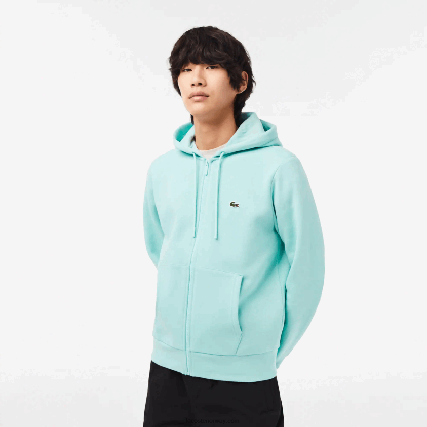 Lacoste kengurulomme fleecegenser med glidelås 4J4X0T373 mynte lgf menn