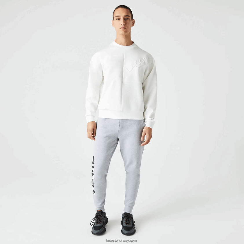 Lacoste løs passform genser med patchworkeffekt 4J4X0T955 hvit nyv menn