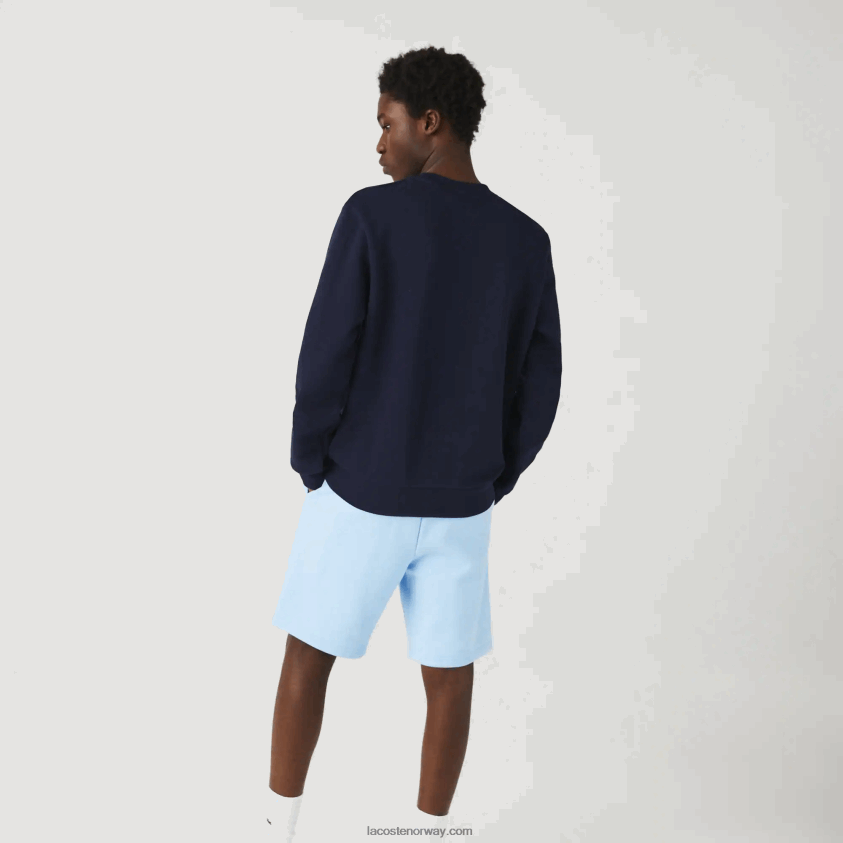 Lacoste laget i Frankrike fleecegenser i økologisk bomull 4J4X0T1181 marineblå 166 menn