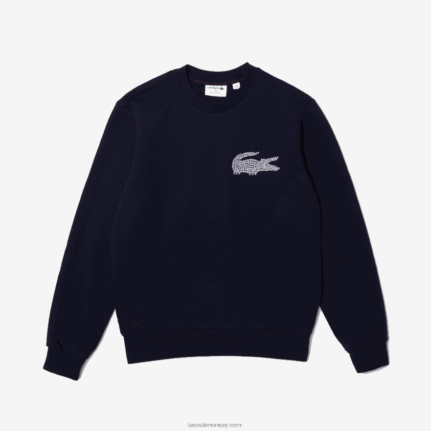 Lacoste laget i Frankrike fleecegenser i økologisk bomull 4J4X0T1181 marineblå 166 menn