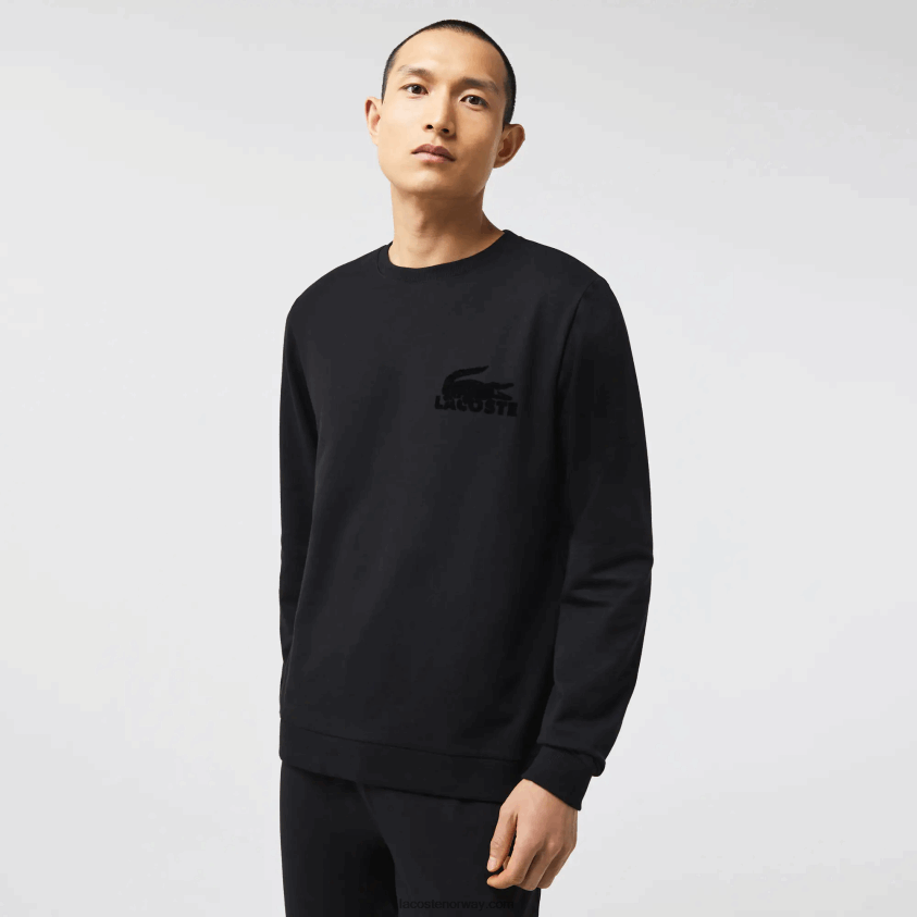 Lacoste lounge sweatshirt i bomullsfleece 4J4X0T1387 svart c31 menn