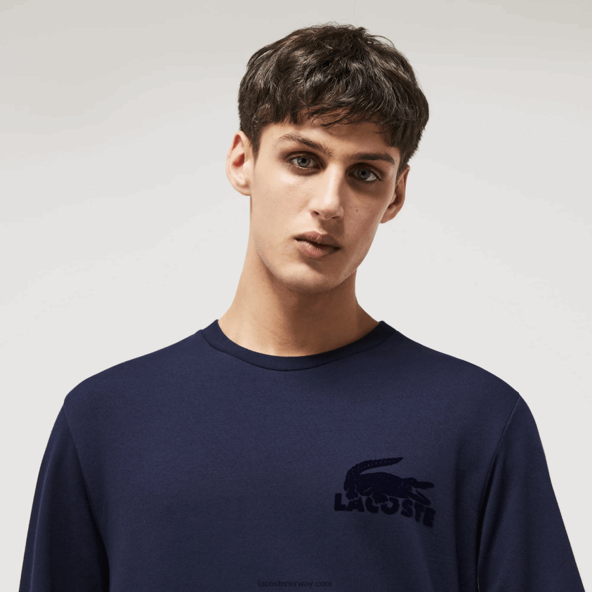 Lacoste lounge sweatshirt i bomullsfleece 4J4X0T1388 marineblå 423 menn