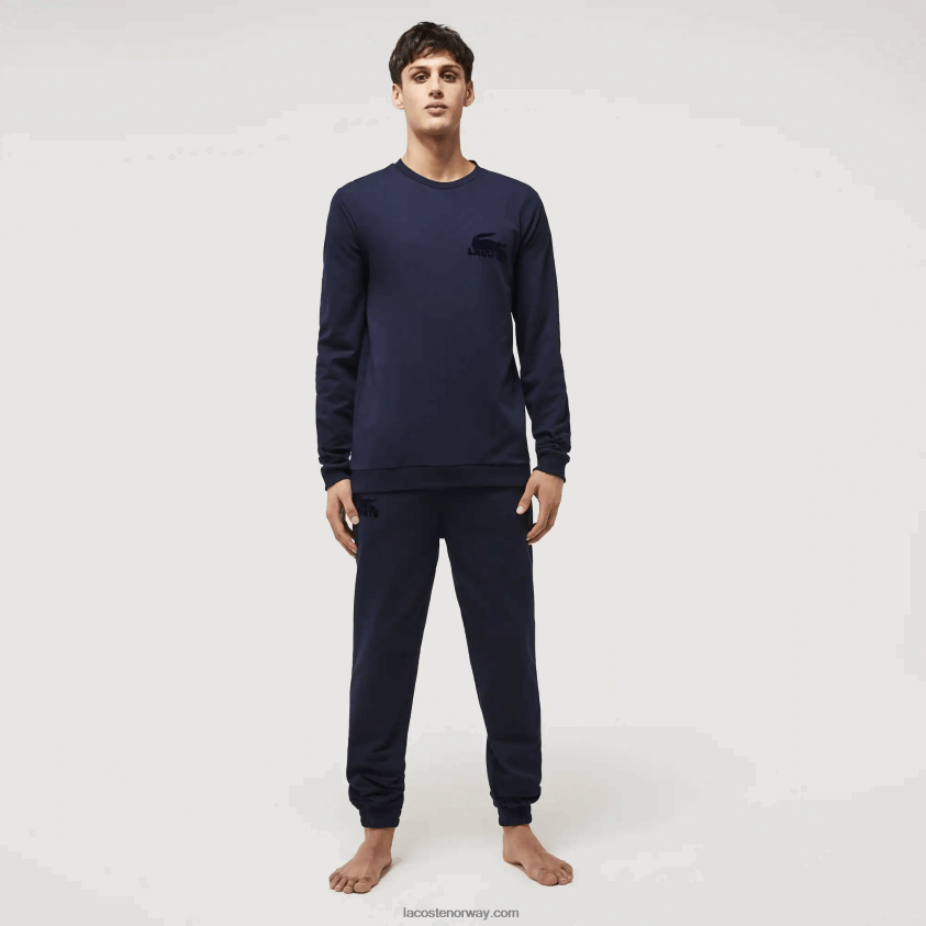 Lacoste lounge sweatshirt i bomullsfleece 4J4X0T1388 marineblå 423 menn