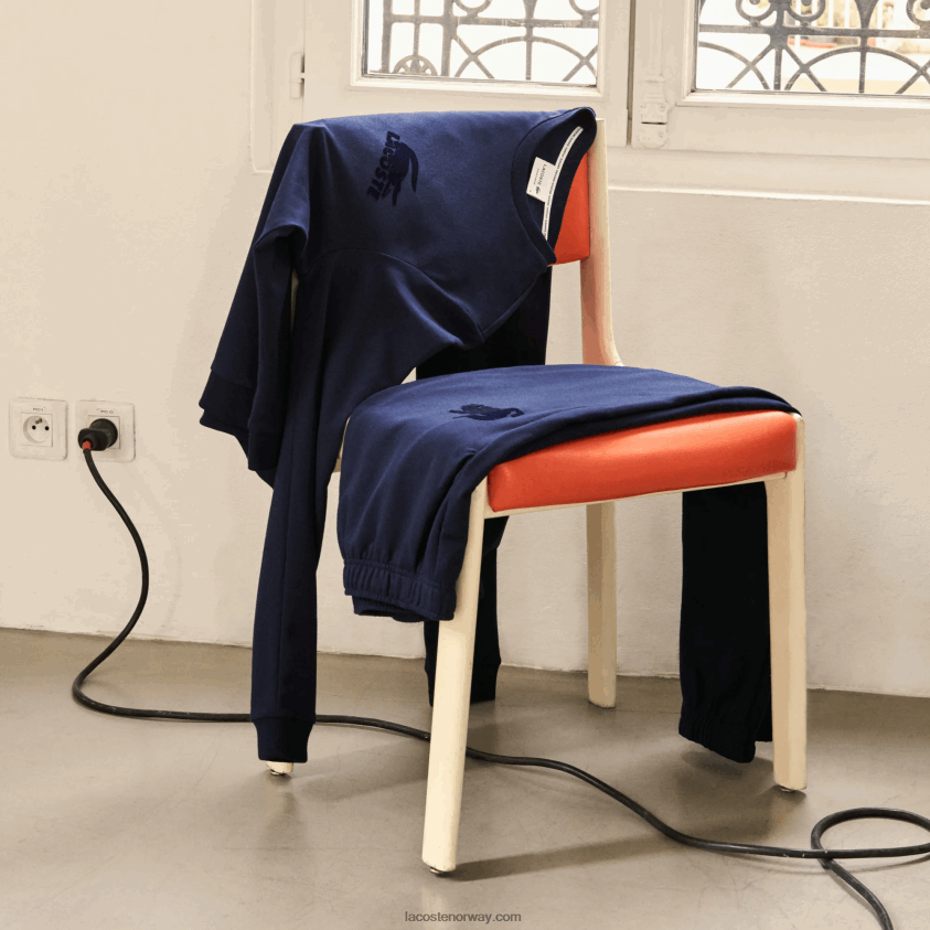 Lacoste lounge sweatshirt i bomullsfleece 4J4X0T1388 marineblå 423 menn