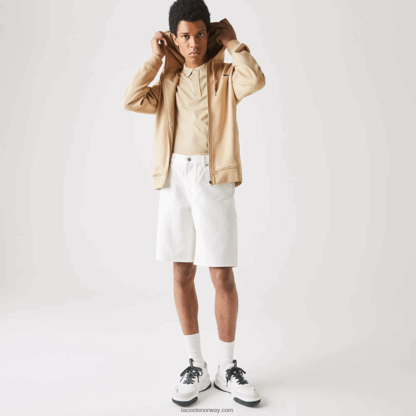 Lacoste sport lettvekts hettegenser i to materialer 4J4X0T981 beige gp2 menn