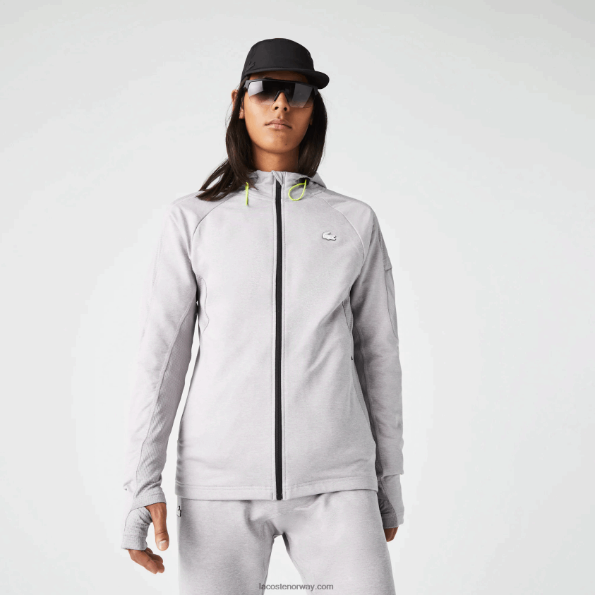 Lacoste sport strikk genser med glidelås 4J4X0T1084 chine lys grå 9ya menn