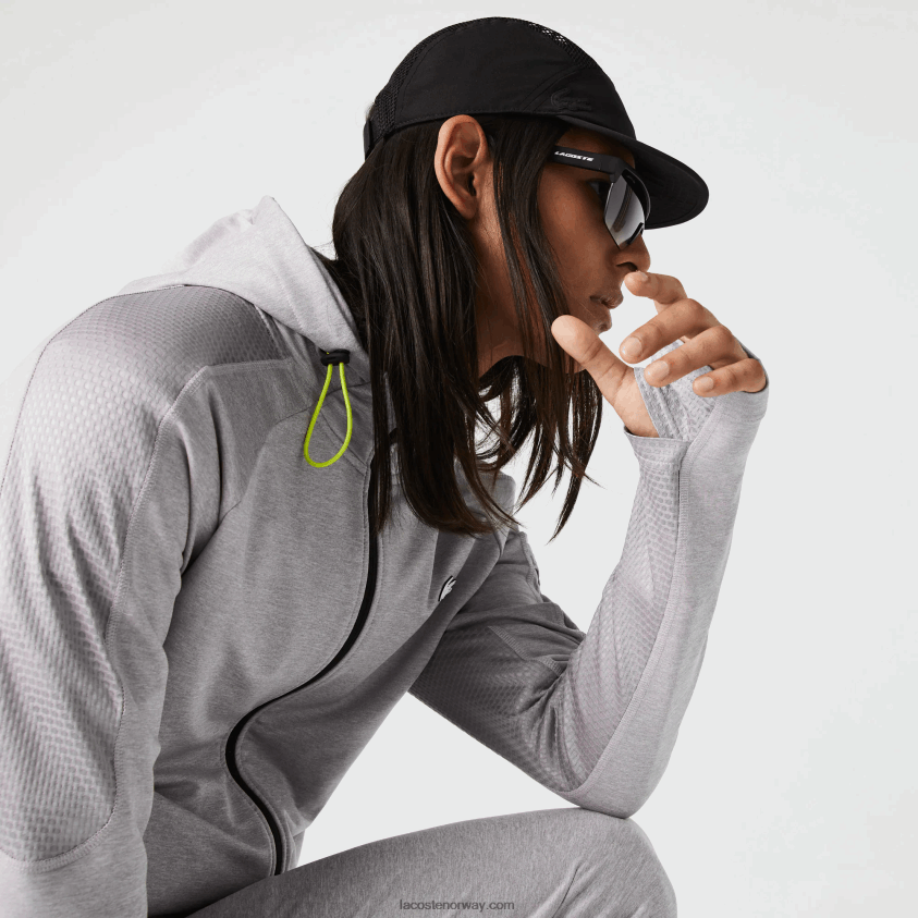 Lacoste sport strikk genser med glidelås 4J4X0T1084 chine lys grå 9ya menn