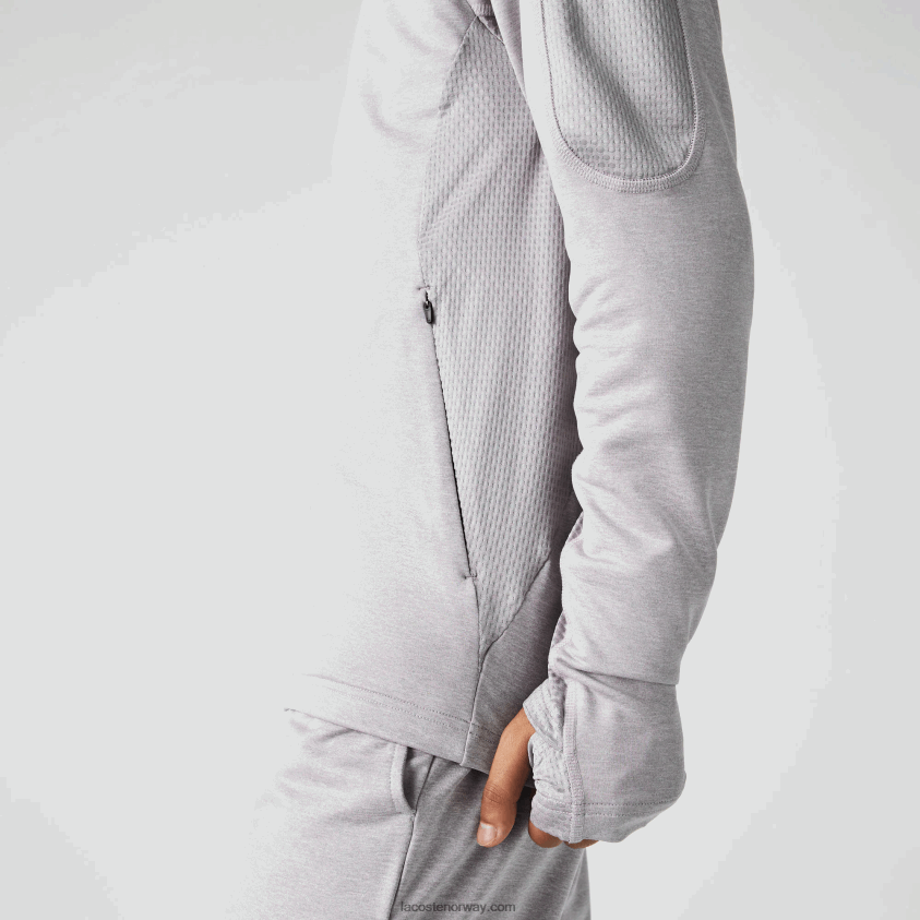 Lacoste sport strikk genser med glidelås 4J4X0T1084 chine lys grå 9ya menn