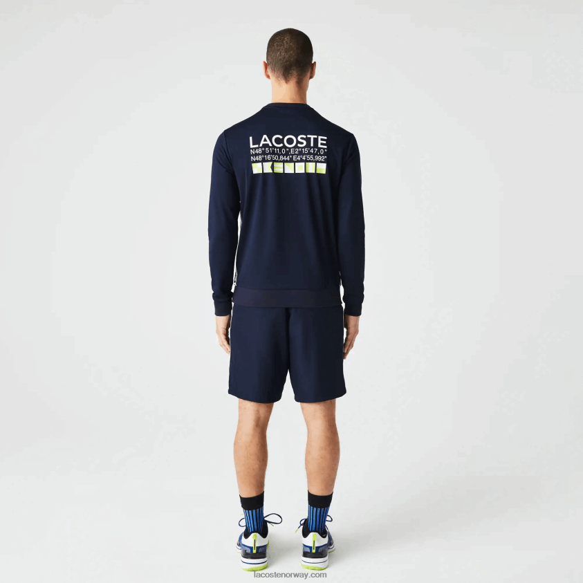 Lacoste tennisgenser med sportstrykk 4J4X0T1055 marineblå 166 menn