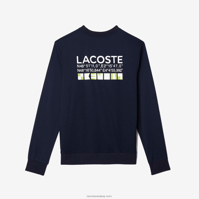 Lacoste tennisgenser med sportstrykk 4J4X0T1055 marineblå 166 menn