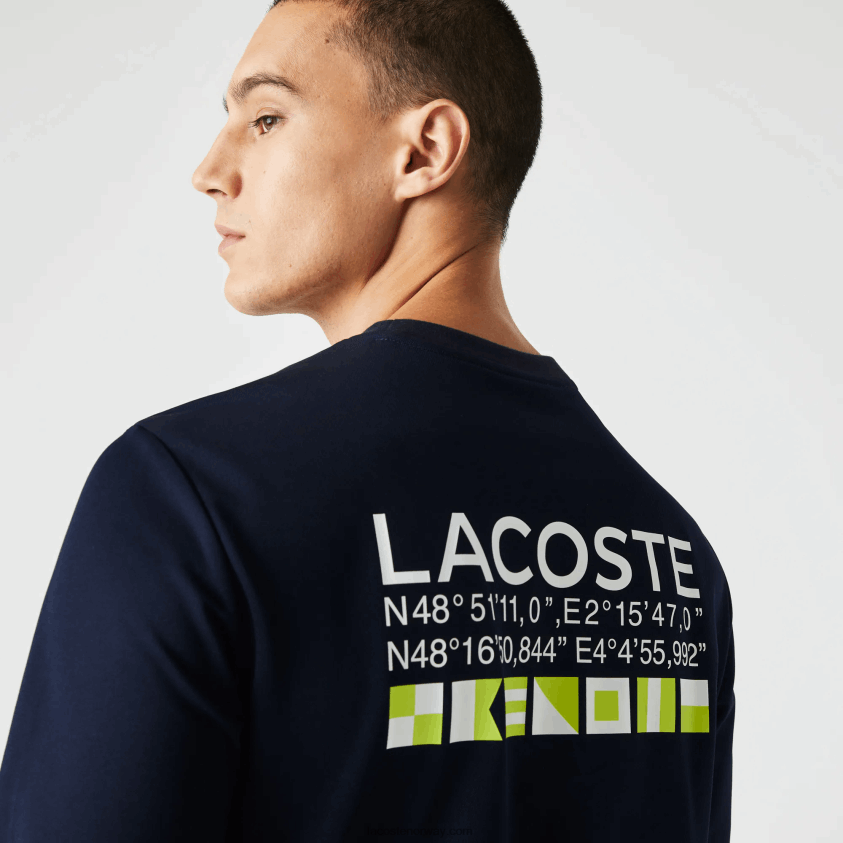 Lacoste tennisgenser med sportstrykk 4J4X0T1055 marineblå 166 menn