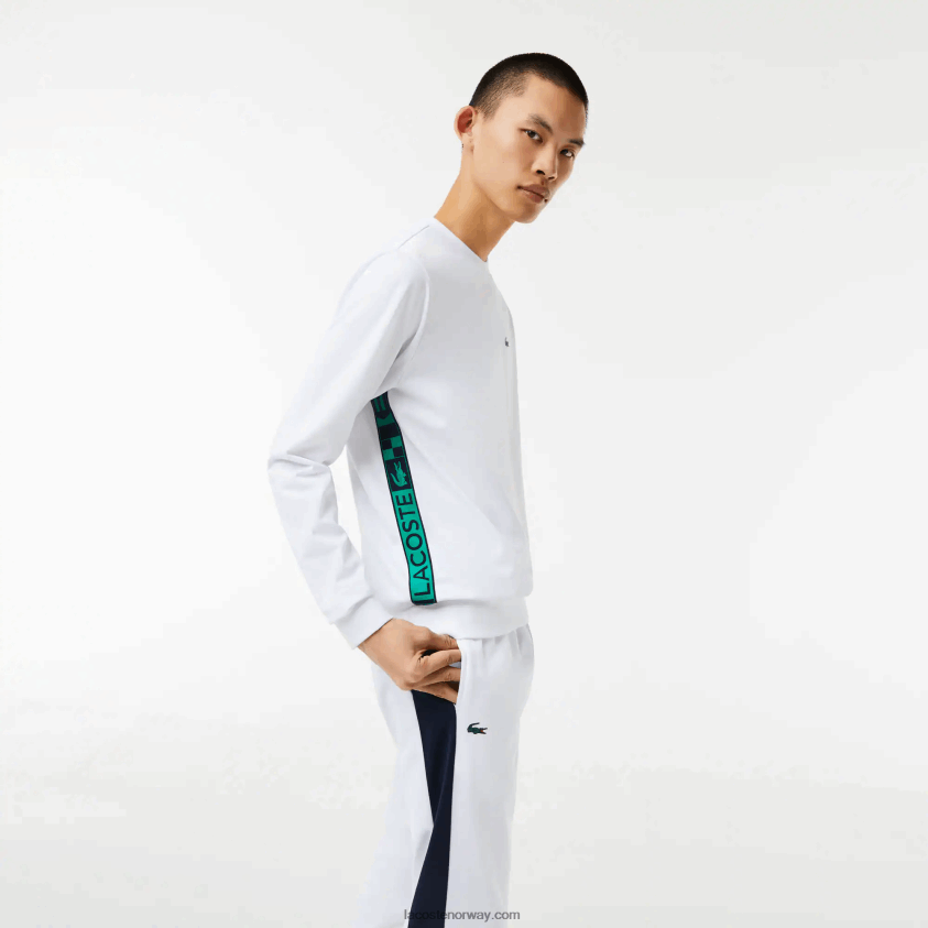 Lacoste tennisgenser med sportstrykk 4J4X0T1056 hvit 001 menn