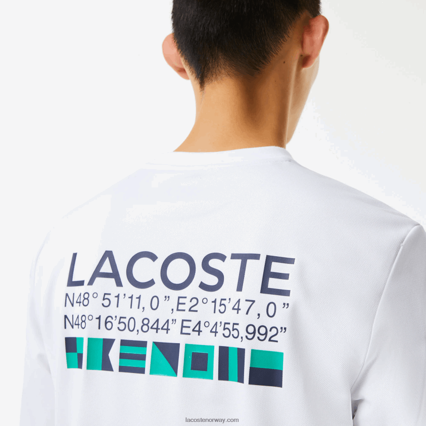Lacoste tennisgenser med sportstrykk 4J4X0T1056 hvit 001 menn