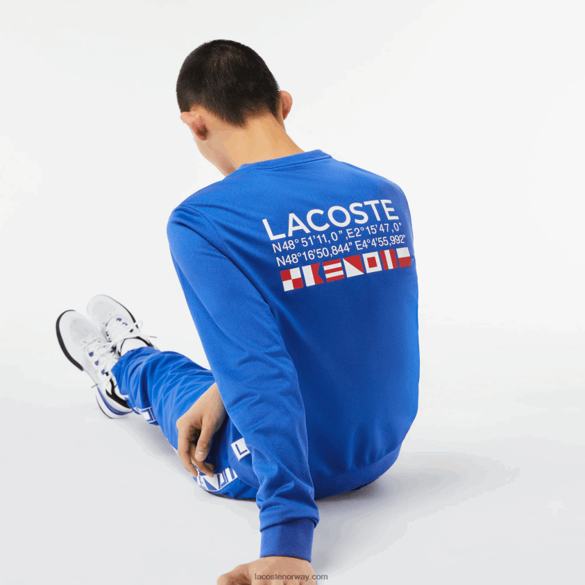 Lacoste tennisgenser med sportstrykk 4J4X0T1057 blå k1q menn