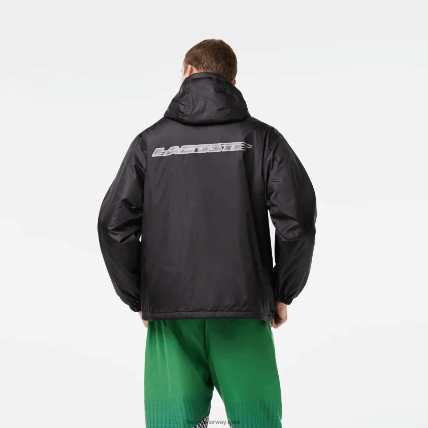 Lacoste cropped vattert hettejakke 4J4X0T389 svart c31 menn