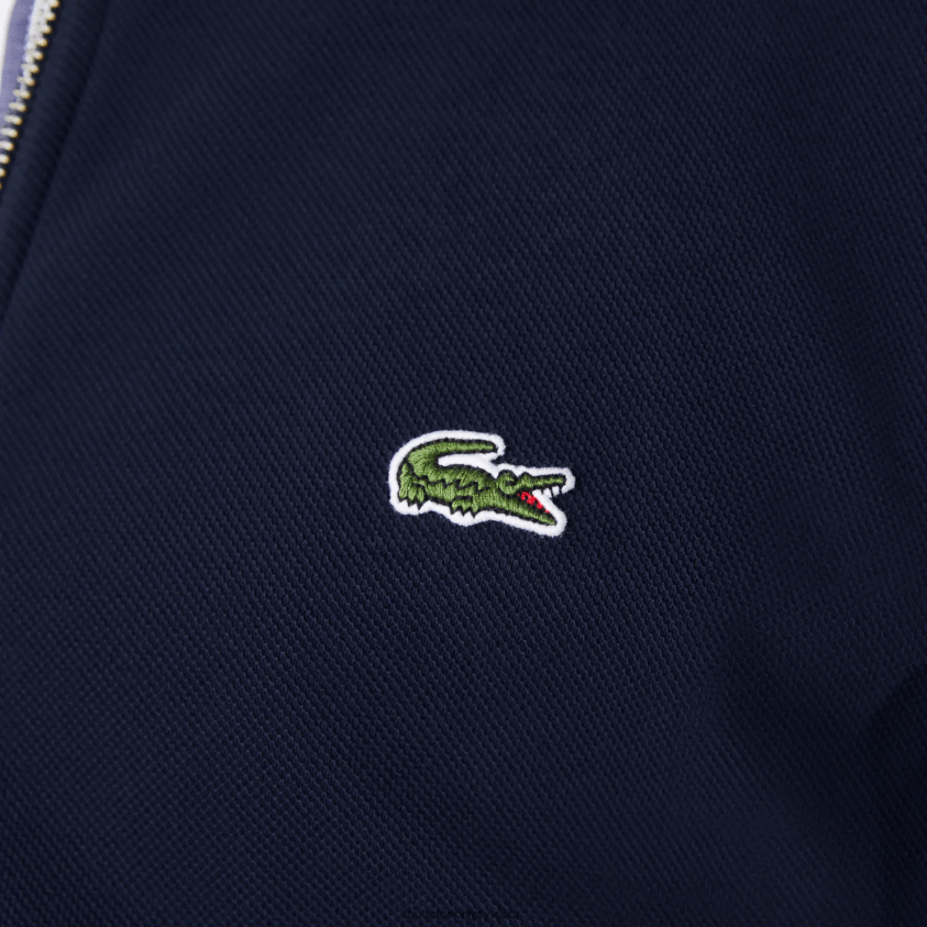 Lacoste glidelås stående krage pique fleecejakke 4J4X0T1035 marineblå 166 menn