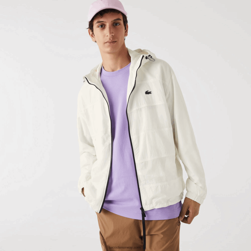 Lacoste jakke med patchworkeffekt 4J4X0T1249 hvit b5l menn