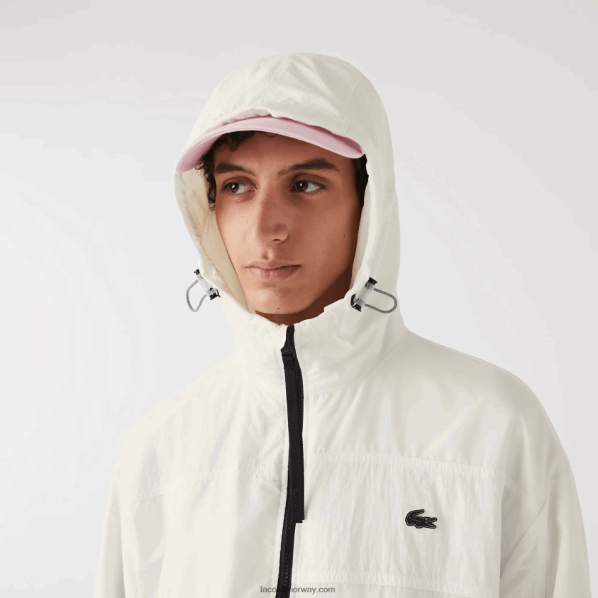 Lacoste jakke med patchworkeffekt 4J4X0T1249 hvit b5l menn