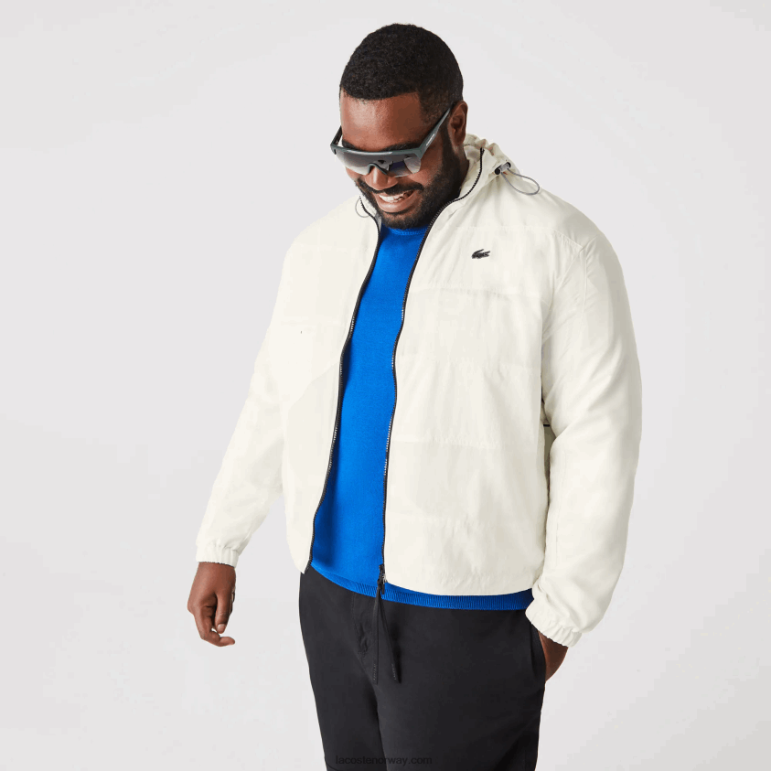 Lacoste jakke med patchworkeffekt 4J4X0T1249 hvit b5l menn