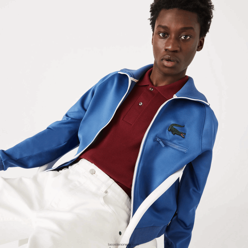 Lacoste krokodillejakke med stående krage med glidelås 4J4X0T1203 blå hn8 menn